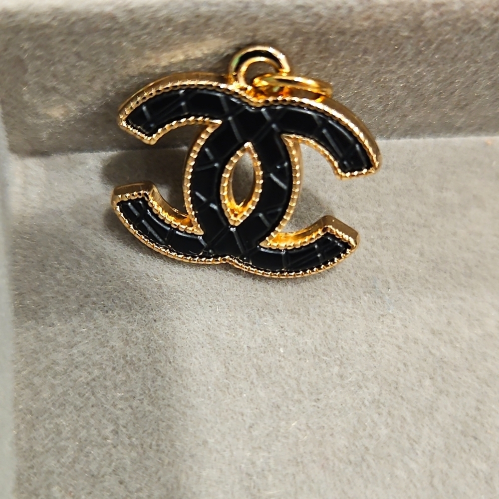 Chanel Stamped Black and Gold Pull Charm Replacement